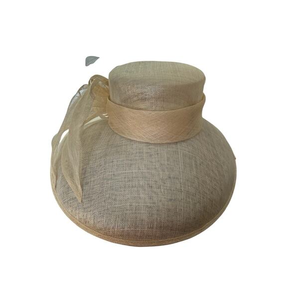 Wide Brim Sinamay Hat Church Kentucky Derby Carriage Tea Wedding Champagne NICE! main image 5